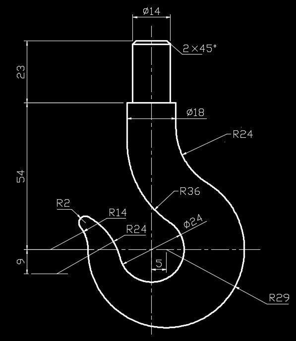 CAD吊鉤平面圖畫法 CAD吊鉤平面圖畫法
