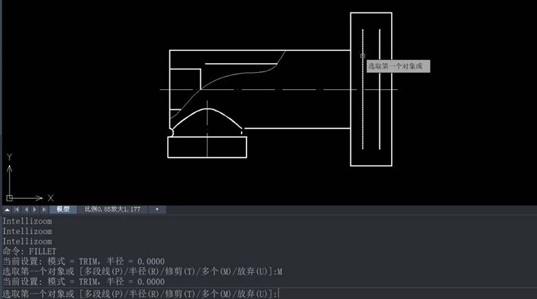CAD如何繪制兩條平行線間的倒圓角